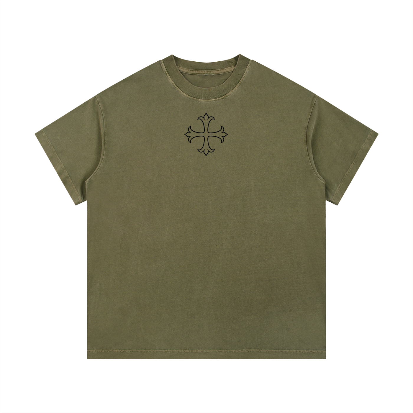 Army green crown of thorns washed cotton T-Shirt