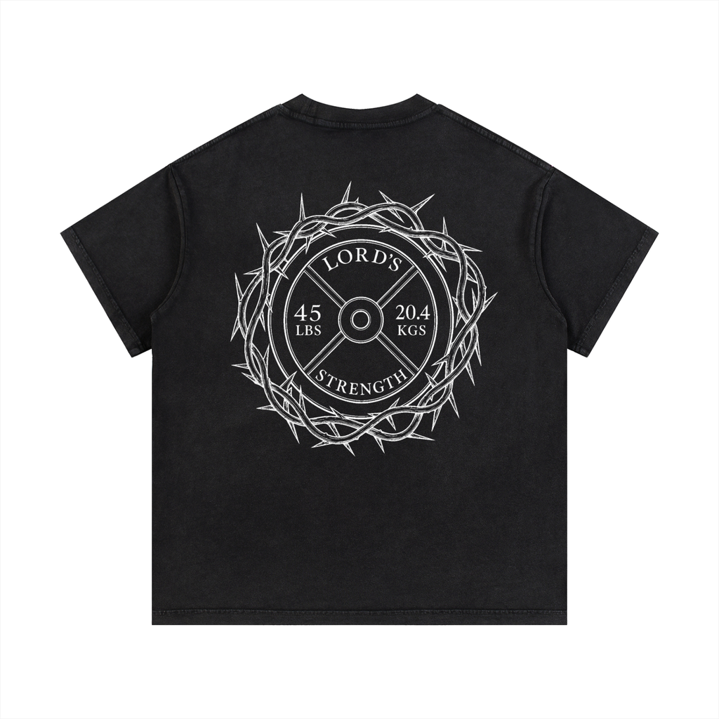 Black crown of thorns vintage wash cotton t-shirt