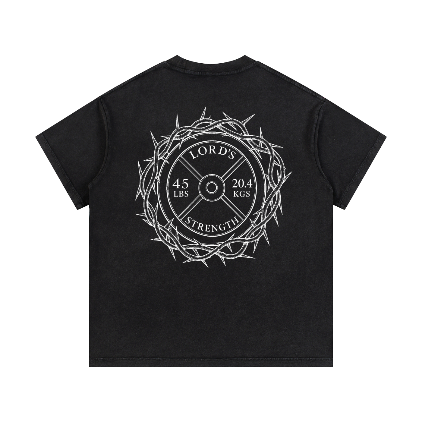 Black crown of thorns vintage wash cotton t-shirt