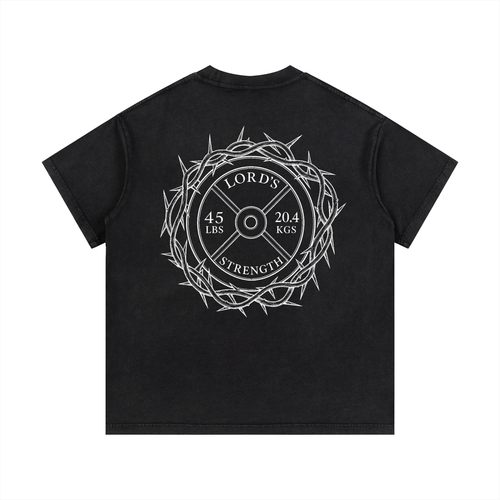 Black crown of thorns vintage wash cotton t-shirt